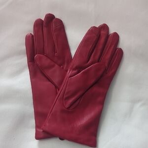 Lands' End Women's Red Leather Cashmere Lined Ez Touch Women's Gloves